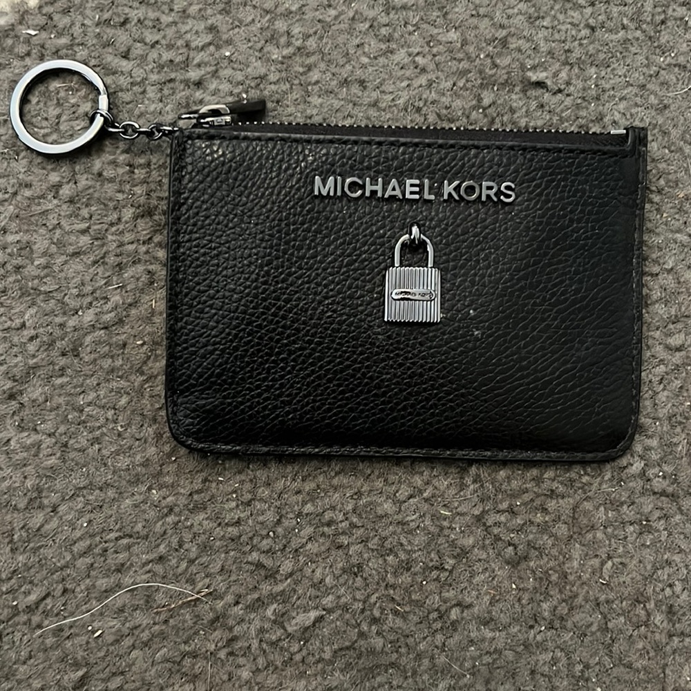 michael kors black adele coin purse with key ring